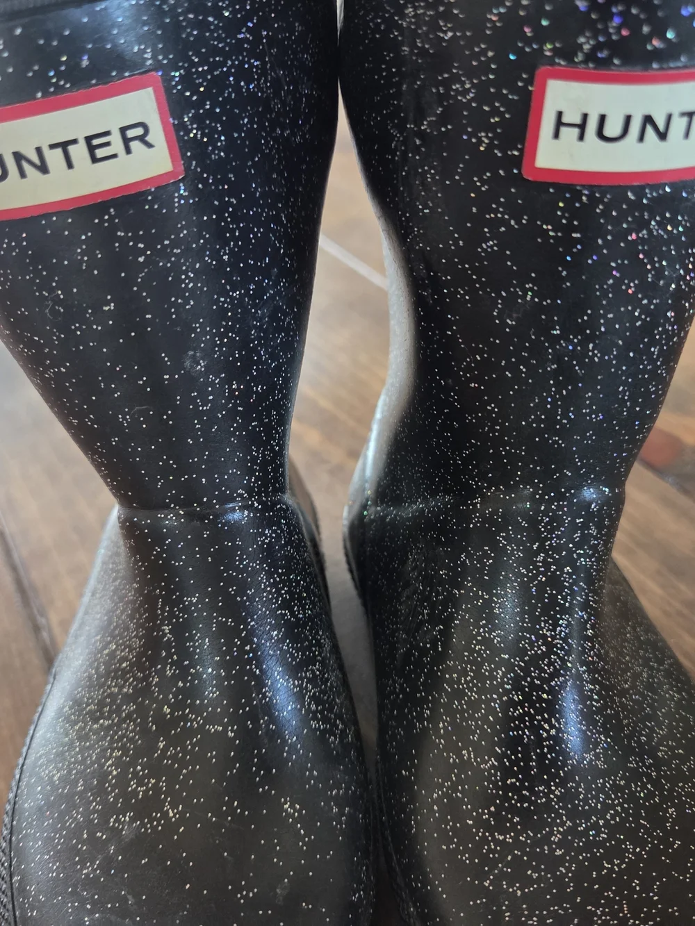 Hunter Kids Black Glitter Rain Boots